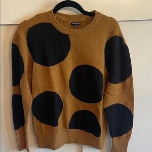 Who What Wear Tan and Black Polka Dot Sweater